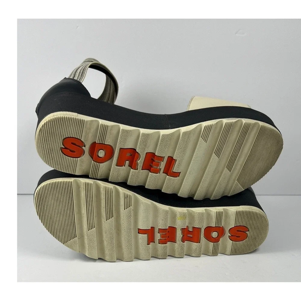 Sorel Cameron Ankle Strap Sandals Women's Size 8.5‎ Black White Platform